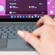 A photo of a hand using the keyboard on the Surface Type Cover